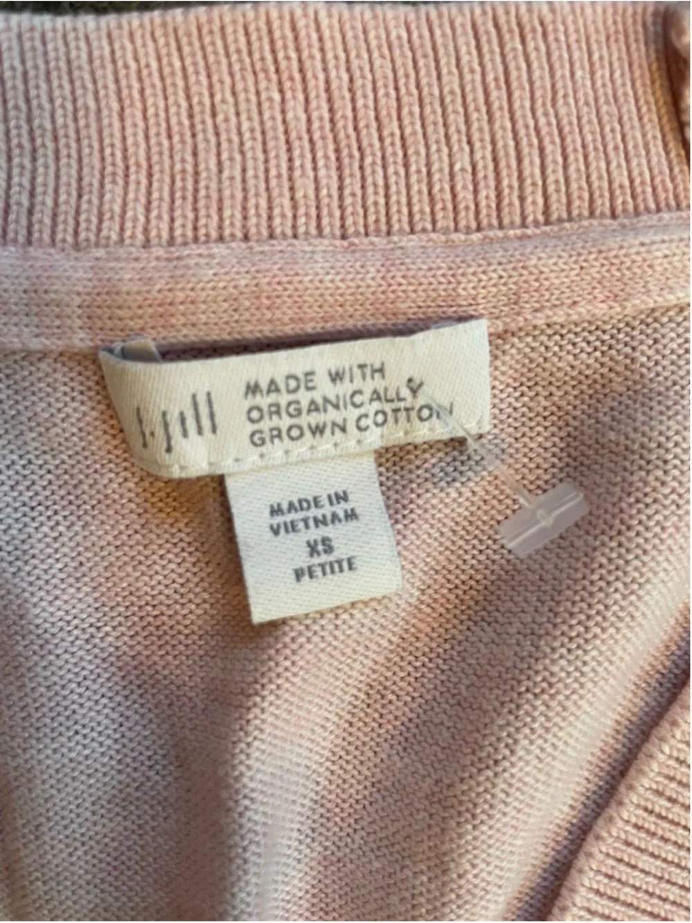 J Jill Organic Cotton Blend V-Neck Cardigan Women's Small Light Pink Button Up